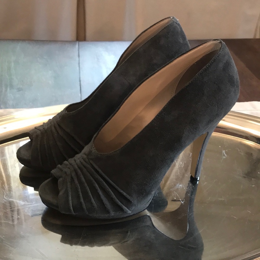 Grey suede heels